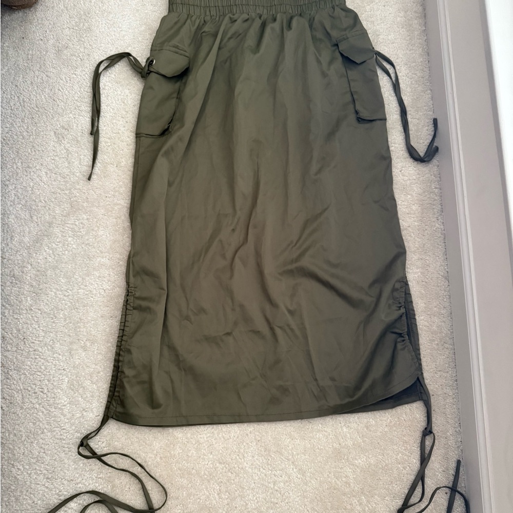 Olive Green Drawstring Skirt